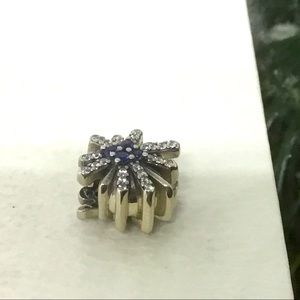 Pandora Ice Blue Crystal Snowflake w Blue Stone Charm